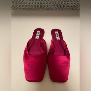 Zara satin magenta mules